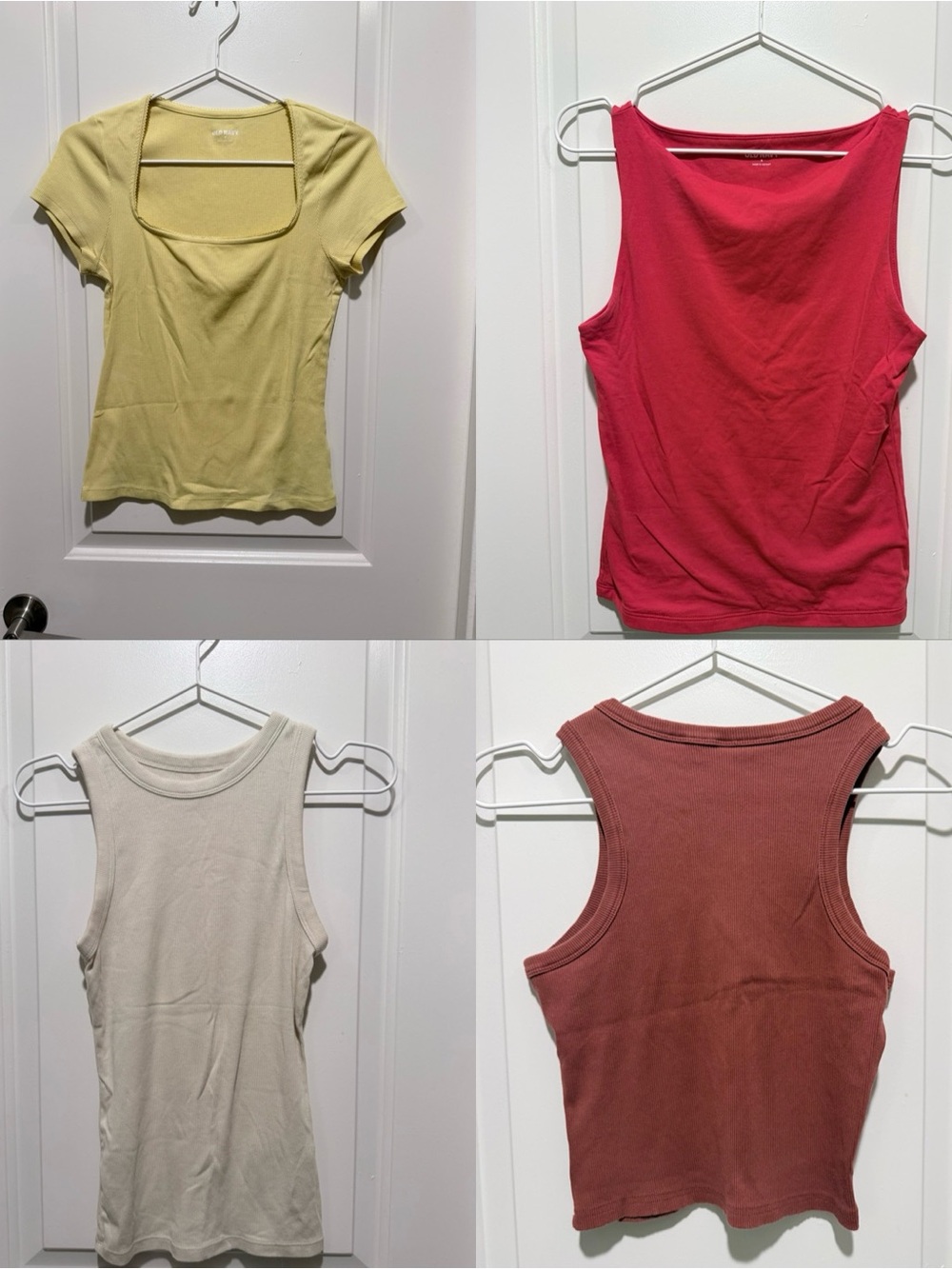 Women’s Ribbed Scoop & Tank Top Pack - Yellow, Red, Cream, Brown